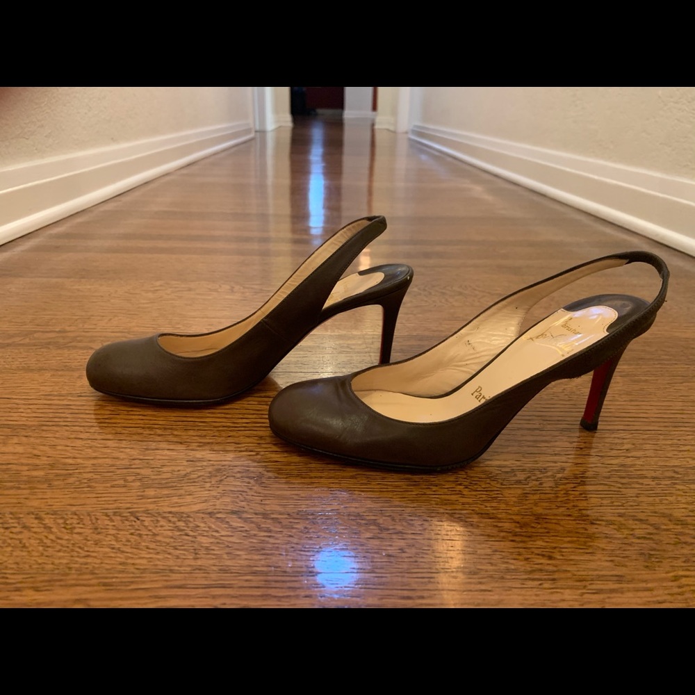 Christian Louboutins with sling back small heel